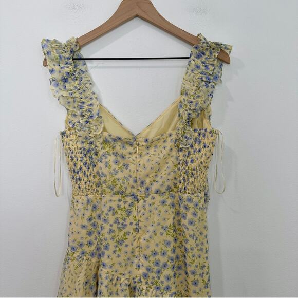 NWT Abercrombie & Fitch Yellow Maxi Dress Ruffle Strap High-Low size medium - Picture 5 of 10